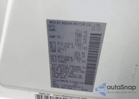 2013 Infiniti Jx35 from USA, damaged, VIN 5N1AL0MM7DC338939